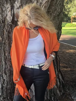 🧡 Orange Mandarin Pashmina Scarf Shawl