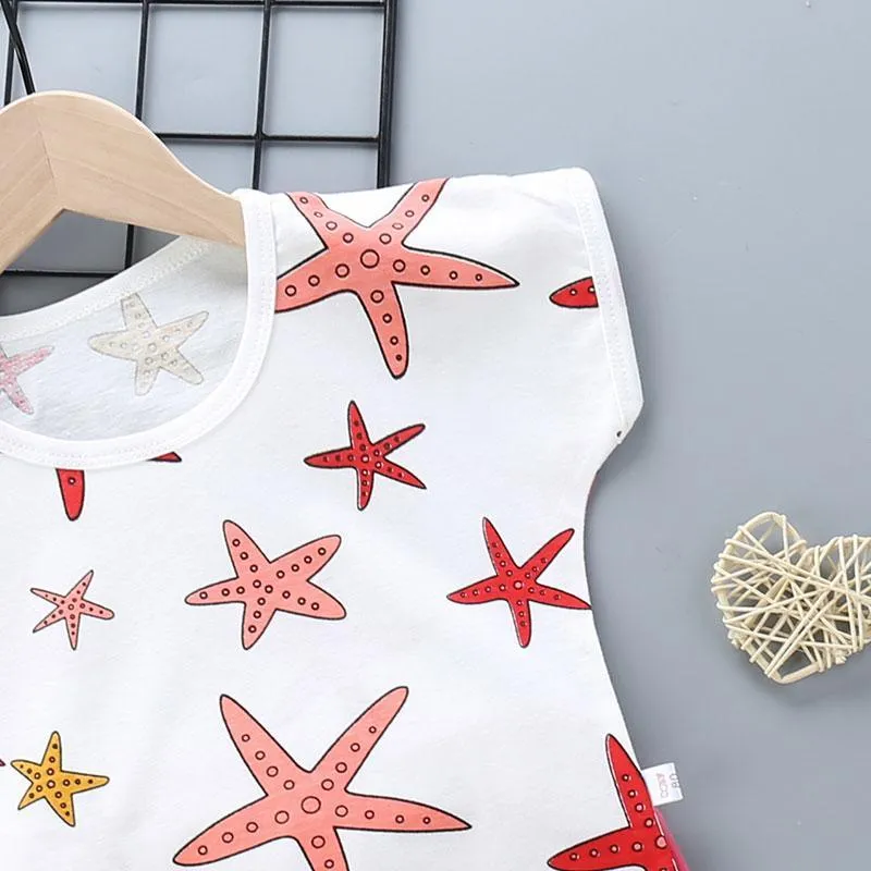 2pcs Cute Pentagram Print T-shirt and Pants