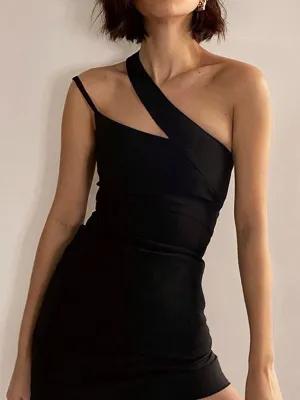 Asymmetric Halter Graceful Bodycon Short Dress