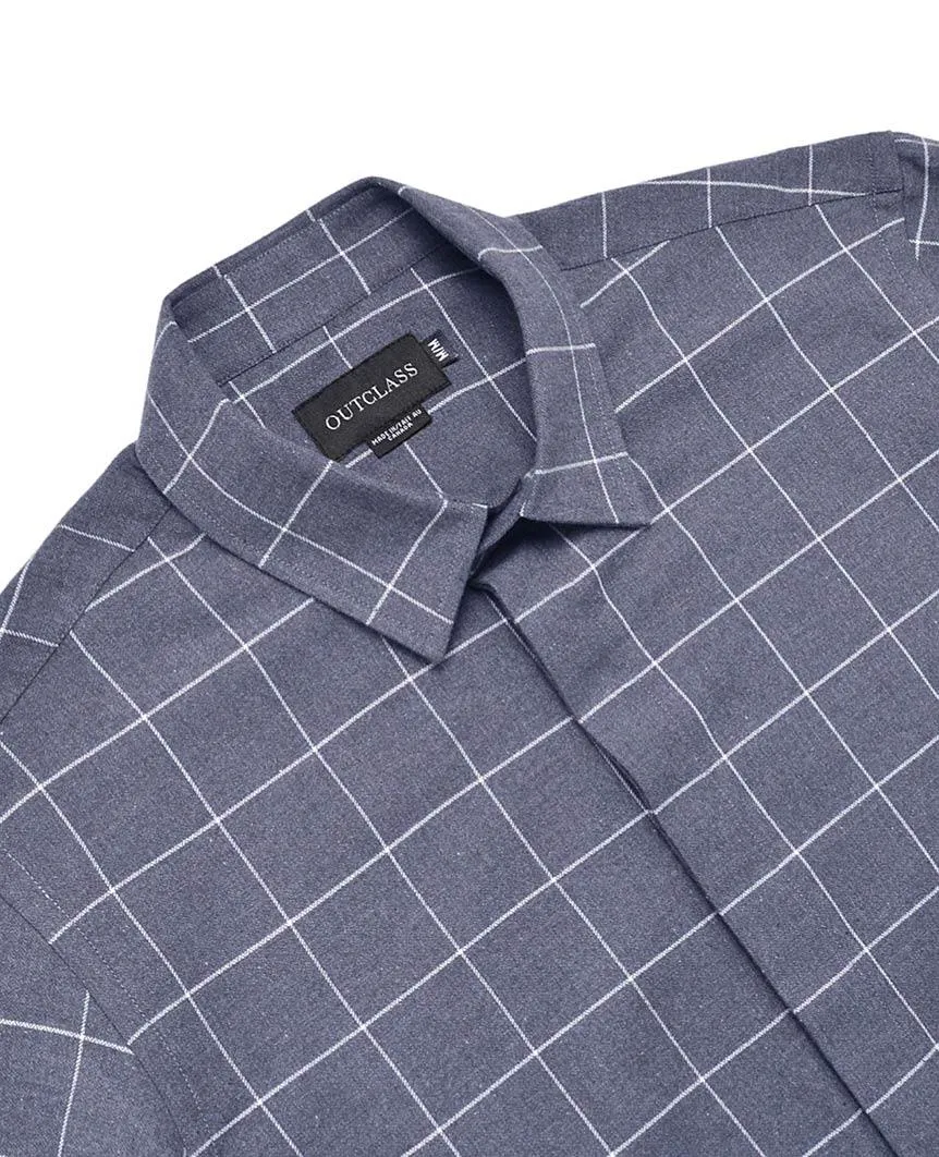 Blue Windowpane Dress Shirt