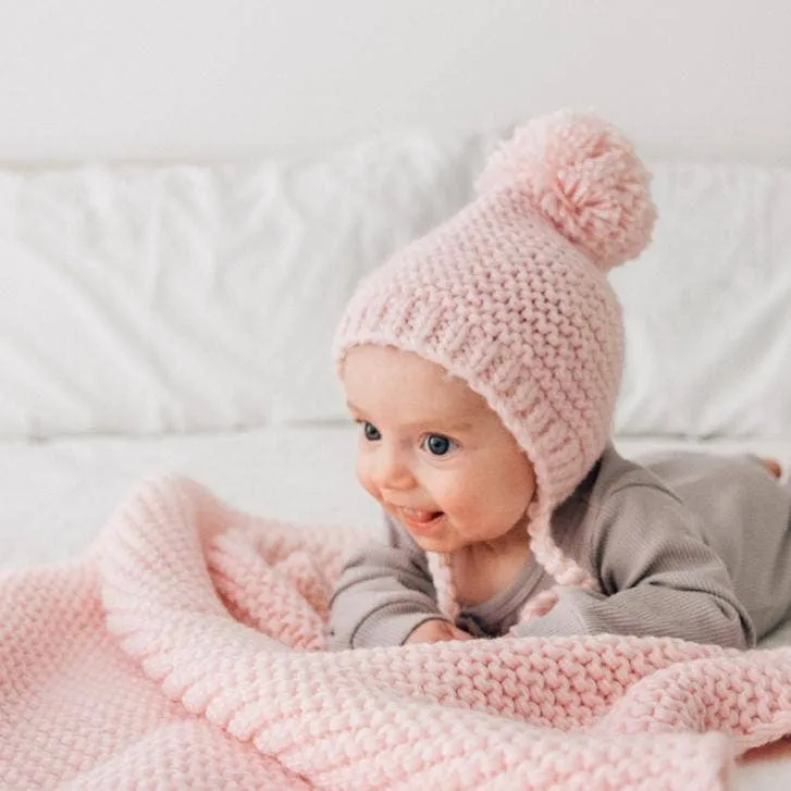 Blush Garter Stitch Knit Bonnet Baby & Kids