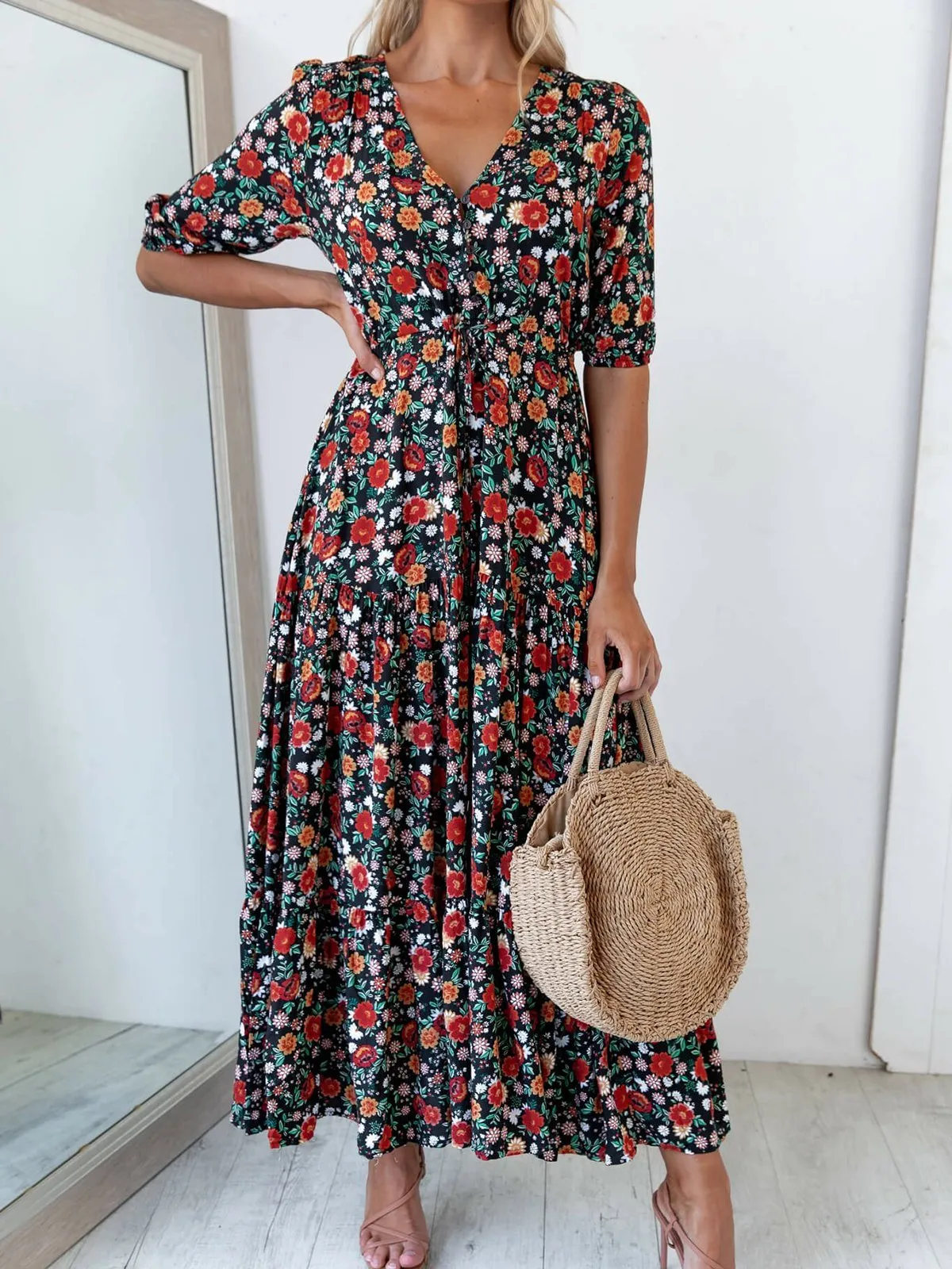 Bohemian long Graceful sleeve party dress