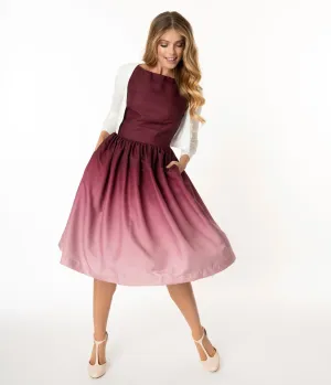 Burgundy Ombre Audrey Swing Dress