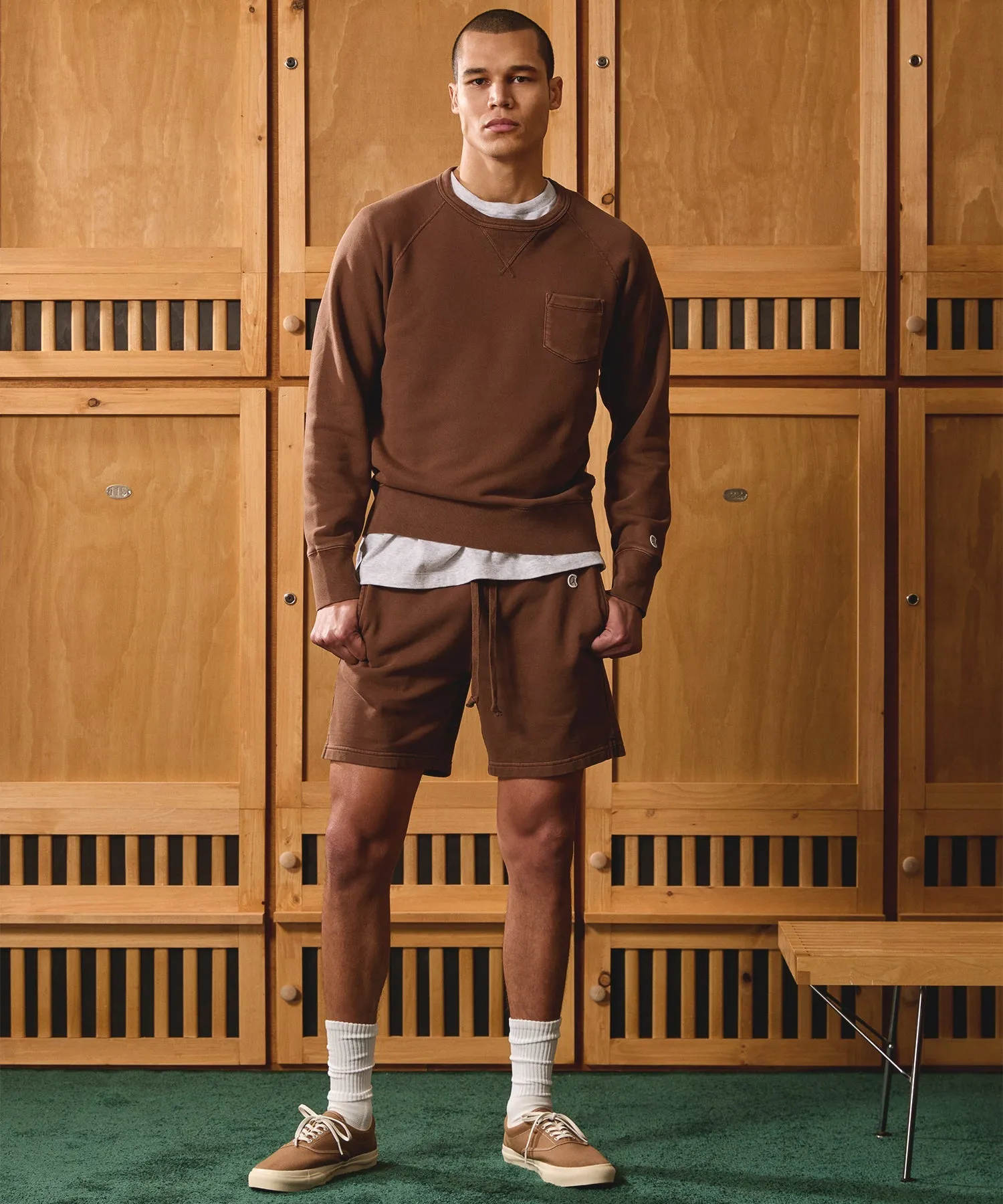 Champion 7" Midweight Warm Up Short in Glazed Pecan