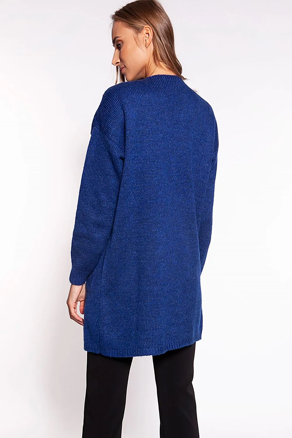 Chic Melange Knit Sweater Coat with Practical Pockets