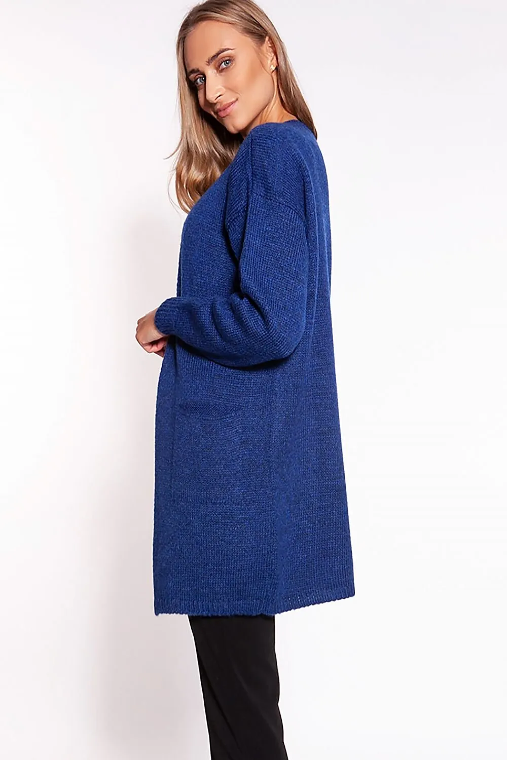 Chic Melange Knit Sweater Coat with Practical Pockets