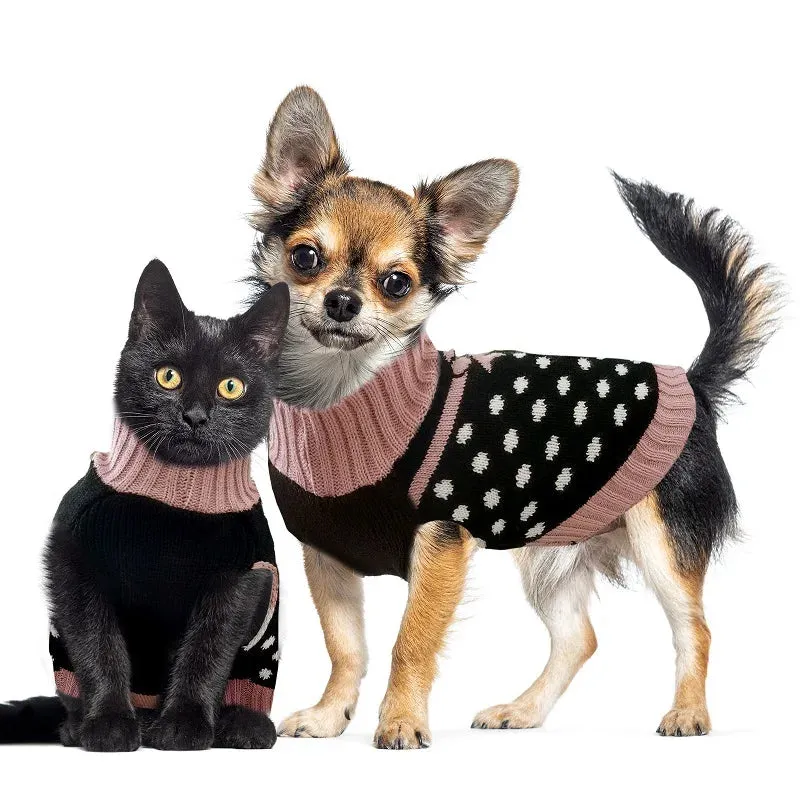 Christmas Polka Dot Bow Luxury Sweaters for Dogs and Cats - Stylish Knitwear to Keep Chihuahuas, Yorkshire Terriers, and Pets Warm in Winter