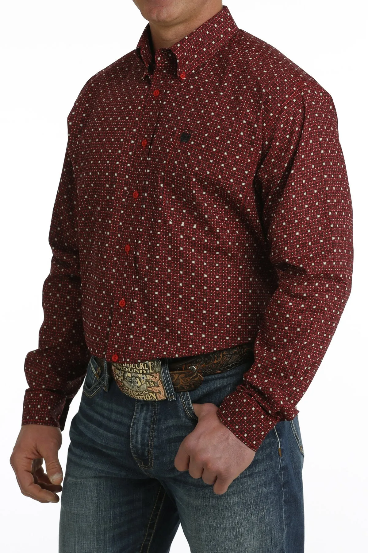 Cinch Red Hearts Men's Button Up Shirt