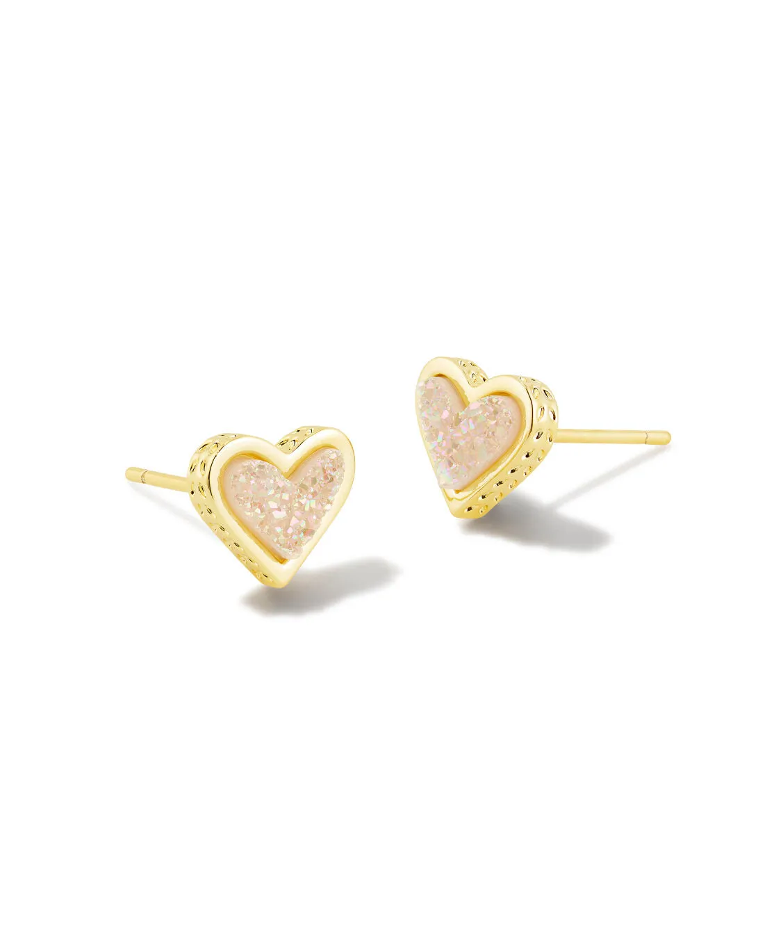 Framed Ari Heart Stud Earrings Gold - Iridescent Drusy