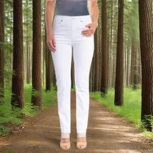 Full Length Pull-On Plain Jeans - White