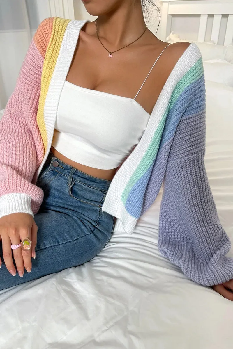 HWS1088 Cozy Pastel Stripe Cardigan