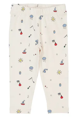 JERSEY LEGGINGS W PRINT - CREAM FISHING PRINT