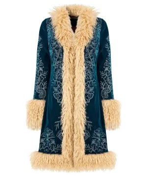 Joe Browns 10 Teal Boho Girl Embroidered Boutique Coat