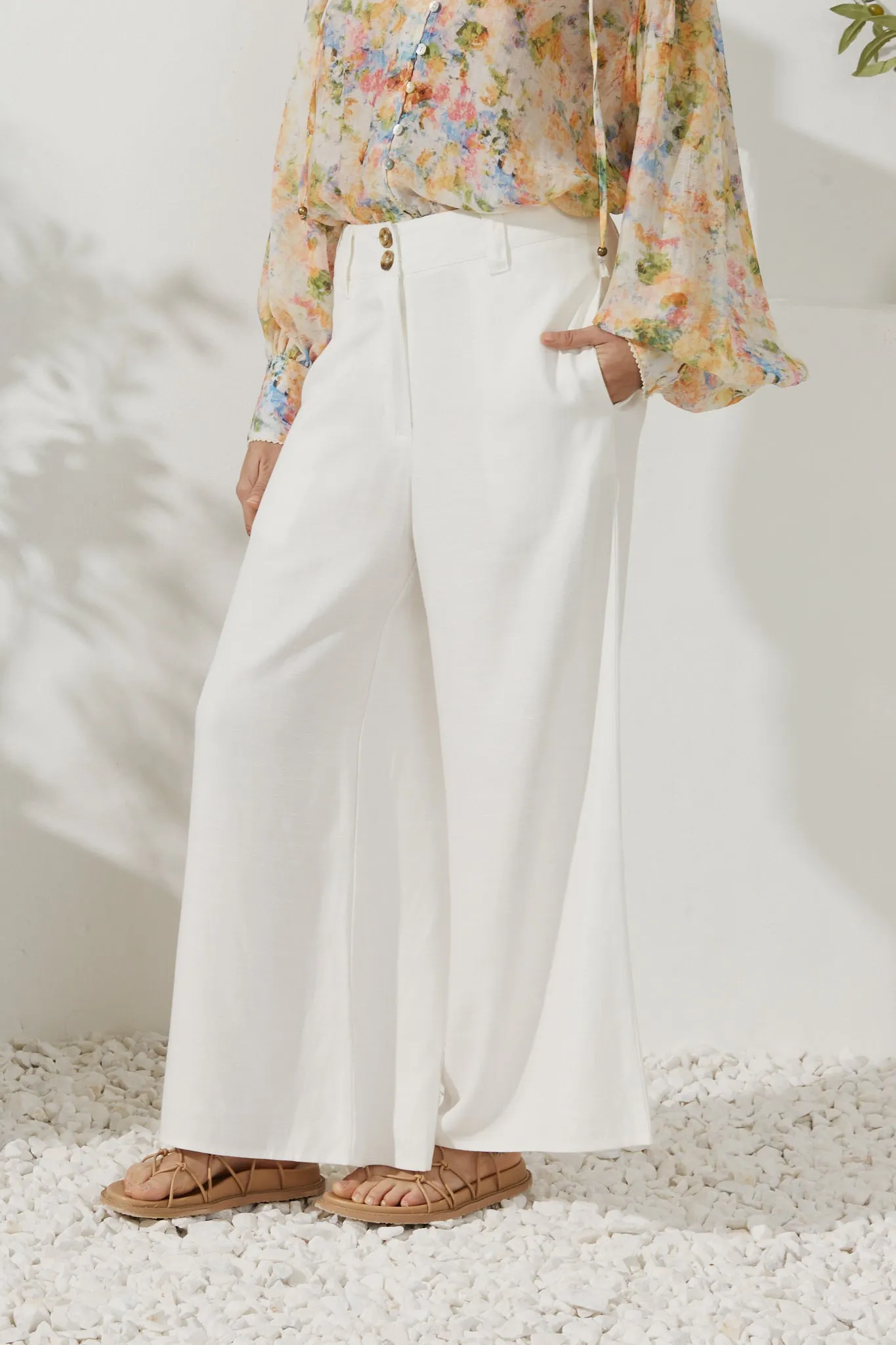 Keira White Wide Leg Pants