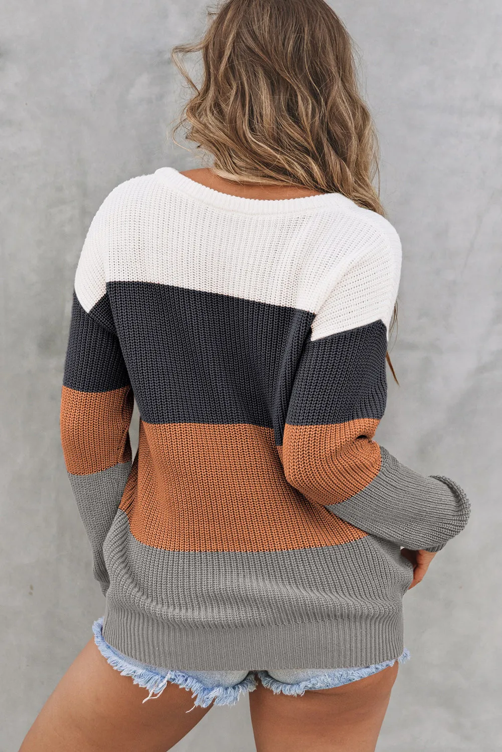 Knitted O-neck Pullover Sweater