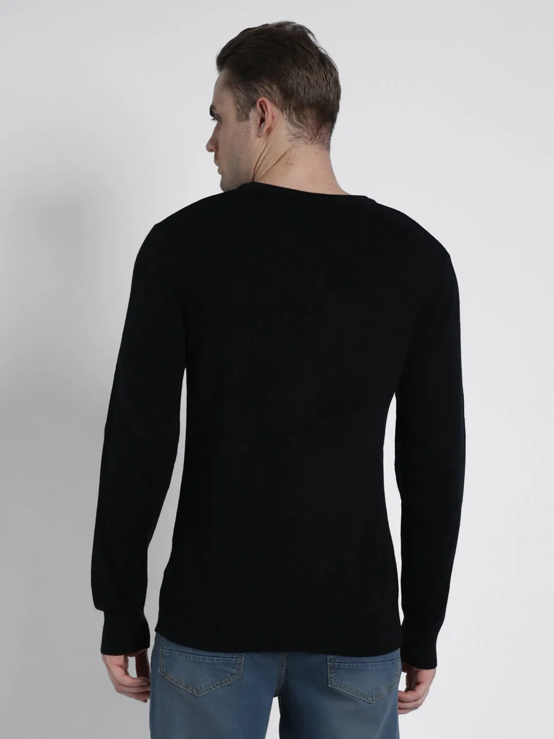 Men's Solid V-neck Pullover Sweater