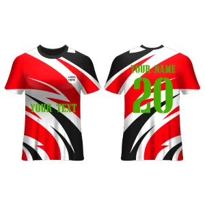 Customized Unisex Sublimation T-Shirt – All-Over Print Sports Jersey with Team Name, Player Name, Number & Logo