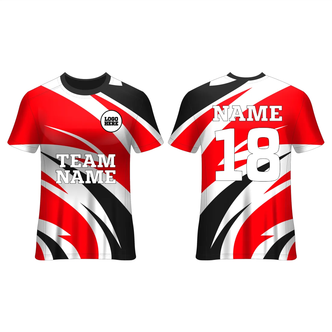 Customized Unisex Sublimation T-Shirt – All-Over Print Sports Jersey with Team Name, Player Name, Number & Logo