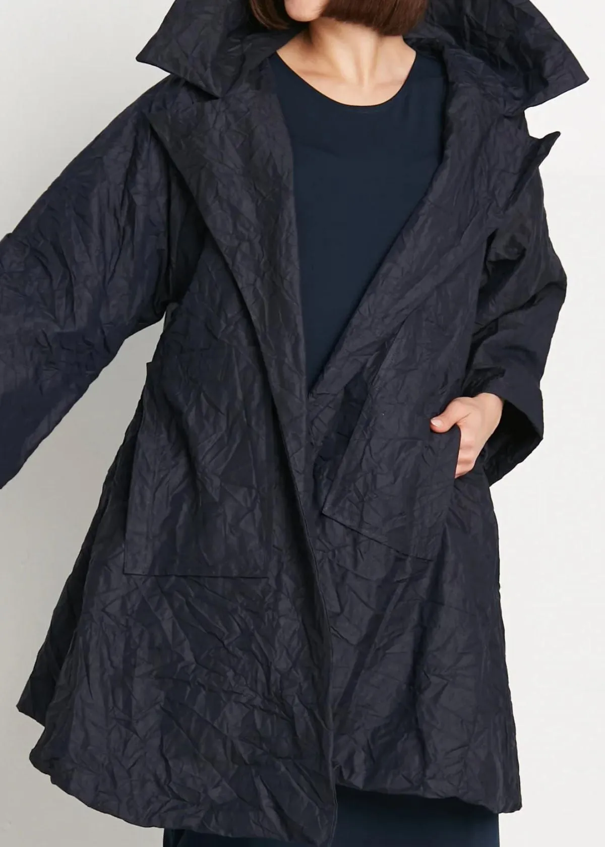 PLANET Crushed Nylon Emily Coat - Midnight