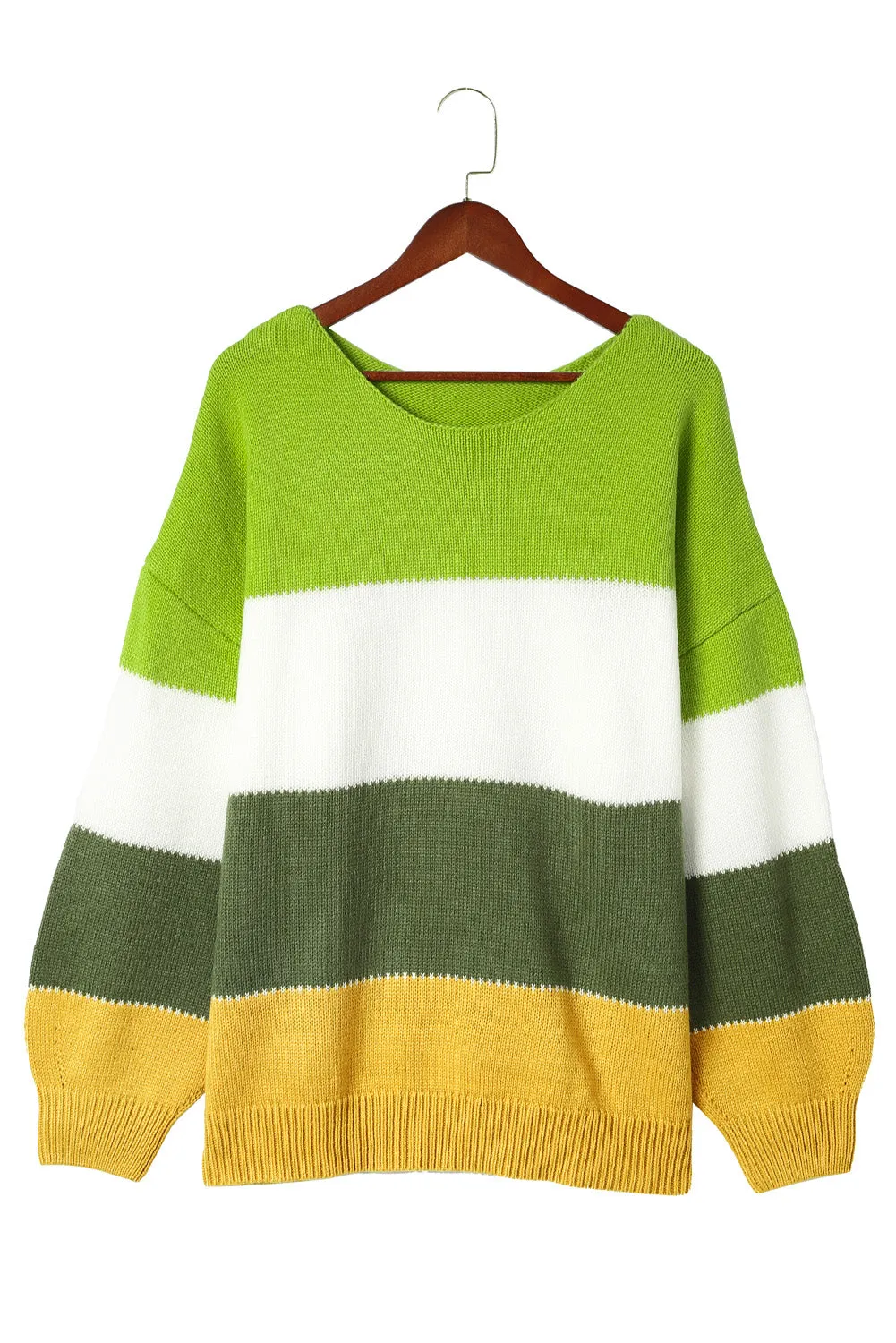 Plus Size Color Block Patchwork Sweater