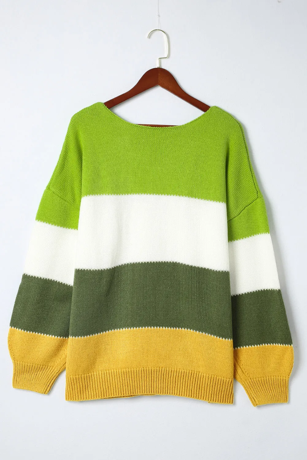 Plus Size Color Block Patchwork Sweater