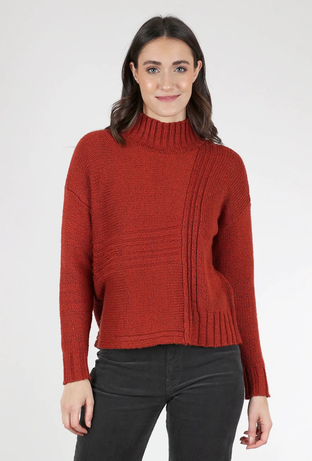 Snow Bunny Funnel Sweater, Brick