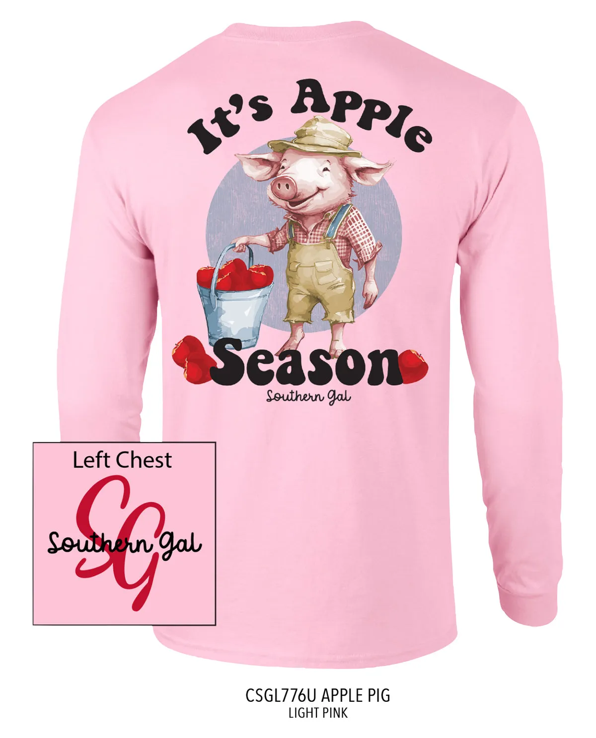 Southern Gal Apple Pig Long Sleeve Tee