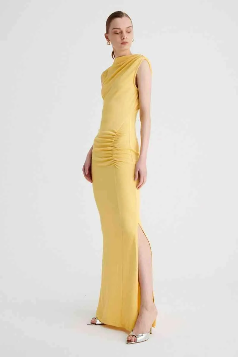 Vega Rouched Front Midi Dress