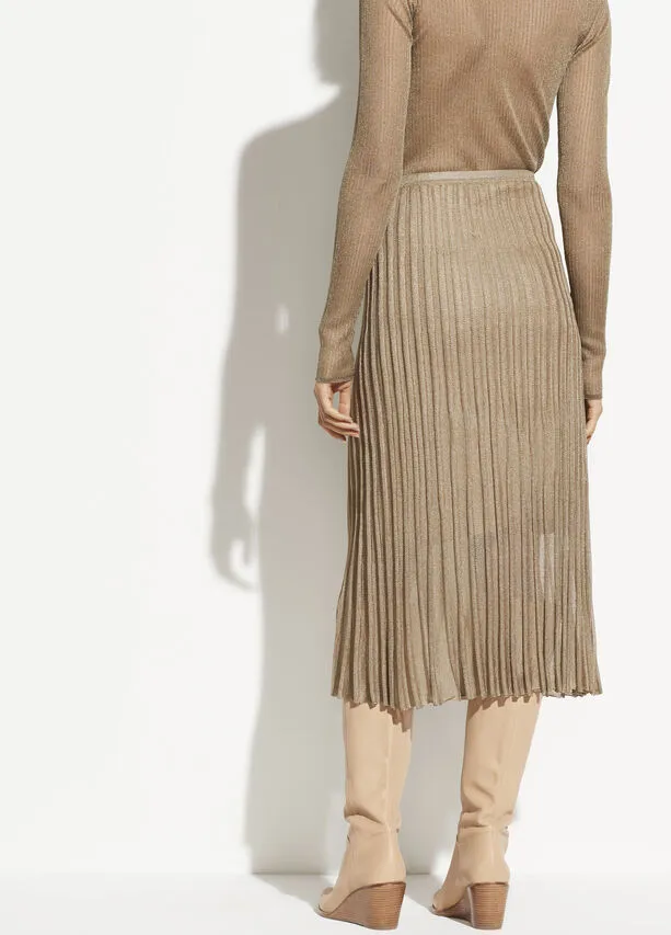 Vince - Pleated Metallic Skirt in Bronze