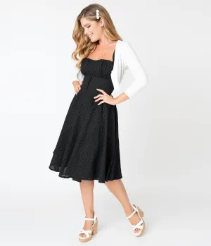 Vintage Style Black Eyelet Bianca Swing Dress