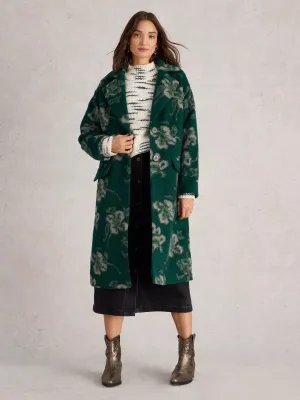 White Stuff Lara Floral Coat Green MLT